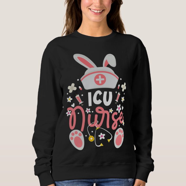 Sudadera Bunny ICU Nurse Cute Bunny Ears Intensive Care Uni (Anverso)
