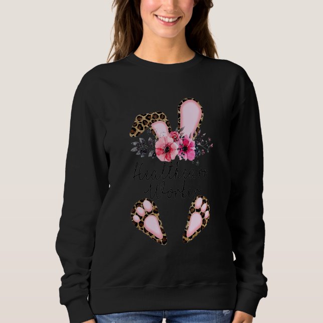 Sudadera Bunny Leopard Print Healthcare Worker Rabbit Cute (Anverso)