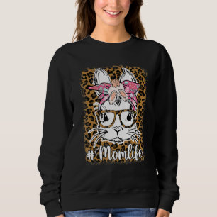 Sudadera Bunny Mom Bunny Ears Glasses Bow Mom Life Messy B