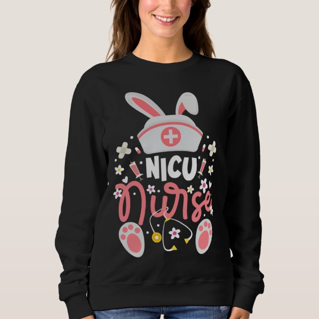 Sudadera Bunny NICU Nurse Bunny Ears Neonatal Intensive Car (Anverso)
