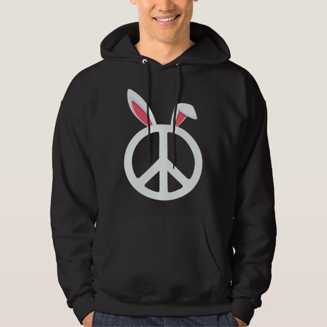 Sudadera Bunny peace sign easter for men women boys and gir (Anverso)
