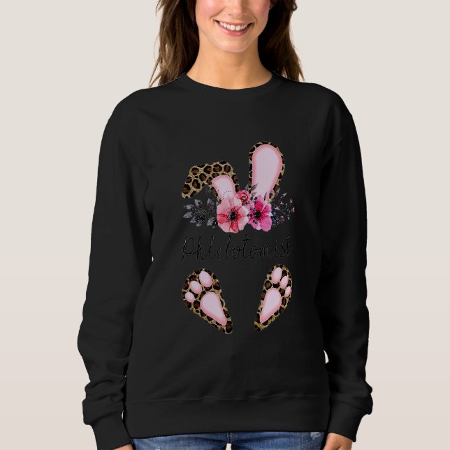 Sudadera Bunny Phlebotomist Leopard Print Rabbit Cute Easte (Anverso)