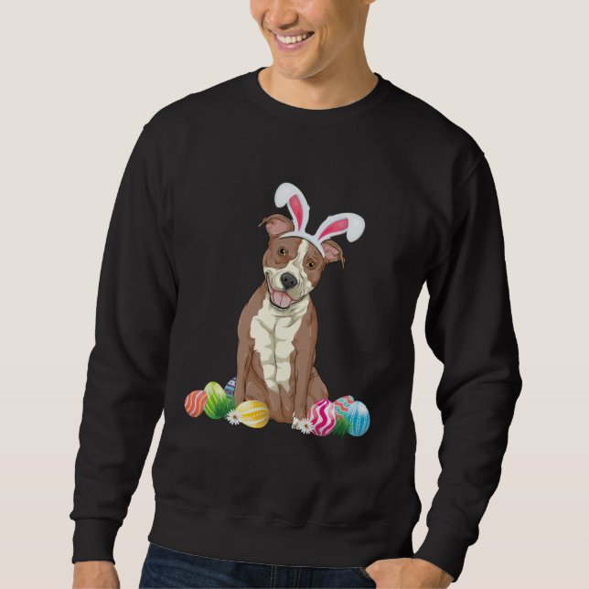 Sudadera Bunny Pitbull Dog Easter Happy Easter Pitbull (Anverso)