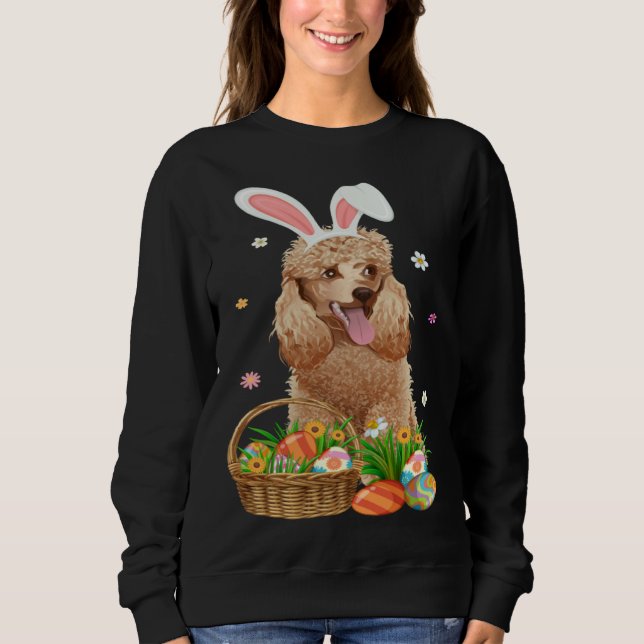 Sudadera Bunny Poodle Dog & Easter Egg Basket Easter Day Ki (Anverso)