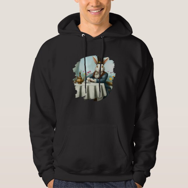 Sudadera Bunny Rabbit Aristocrat at Cafe Drinking Coffee Te (Anverso)