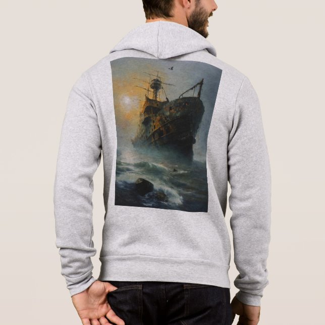 Sudadera Buque fantasma, barco pirata, (Reverso)