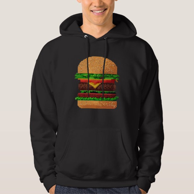 Sudadera Burger 8 bit Retro Pixel ByteGrilled Cheeseburger  (Anverso)