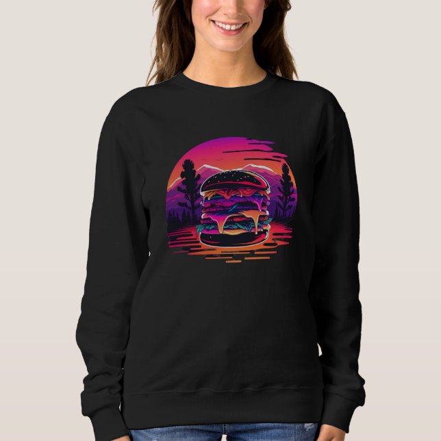 Sudadera Burger with a Nostalgic 80s Retrowave Aesthetic (Anverso)