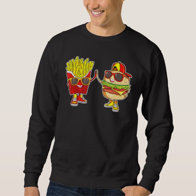 Sudadera Burger Y Fries Trendy Weird Bff Fast Food Who Lo (Anverso)