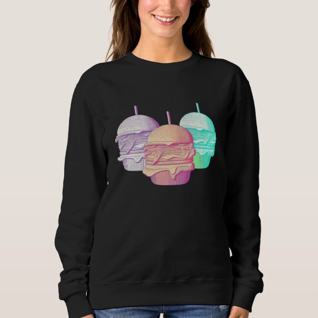 Sudadera Burgers Vaporwave Retrowave Aesthetic (Anverso)