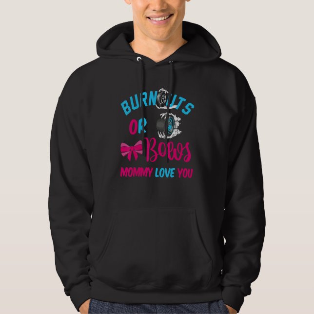 Sudadera Burnouts or Bows Baby Gender Reveal Mommy Loves Yo (Anverso)