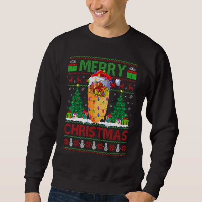 Sudadera Burrito Food   Xmas Tree Ugly Santa Burrito Christ (Anverso)