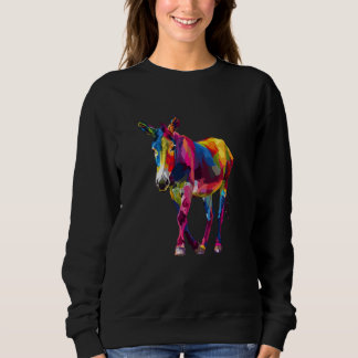 Sudadera Burro geométrico de animal arcoiris colorido