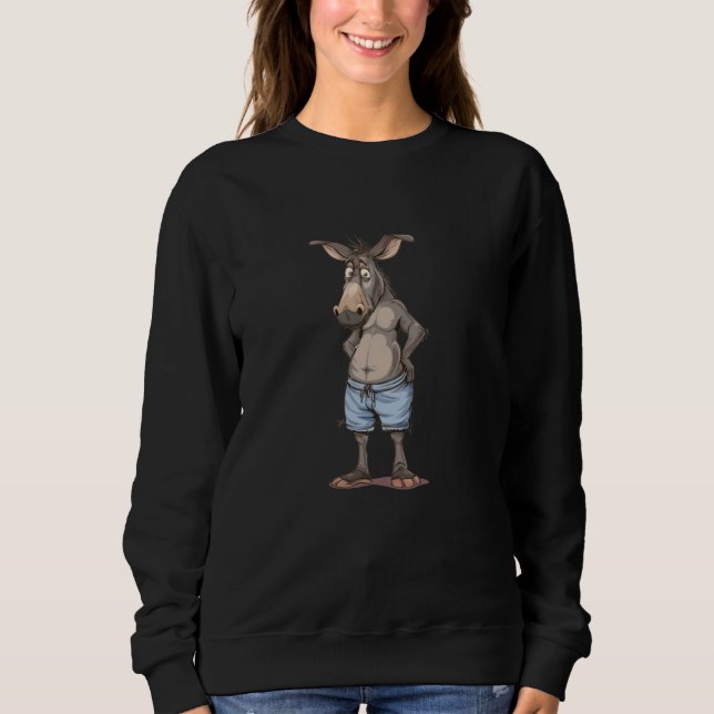 Sudadera Burro gracioso en verano con disfraz corto (Anverso)