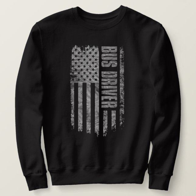 Sudadera Bus Driver USA Flag Distressed design (Anverso del diseño)