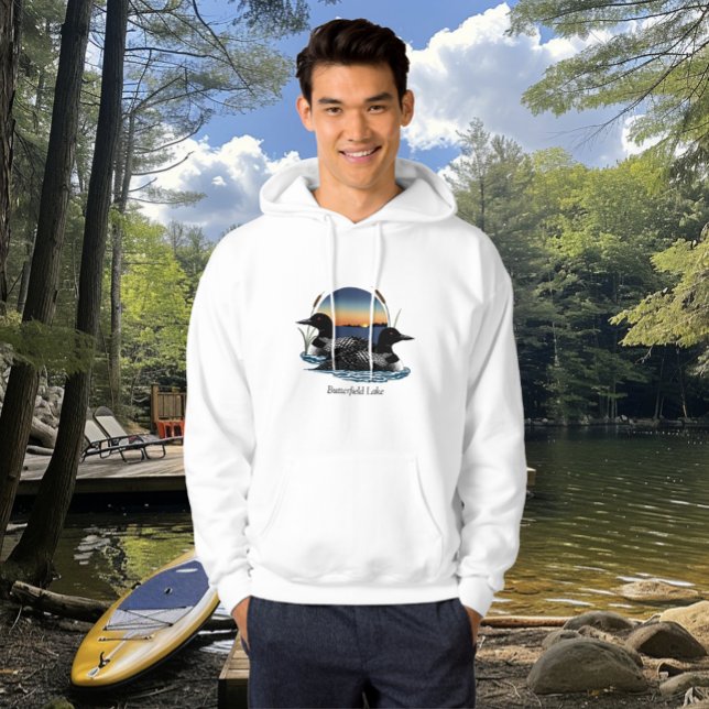 Sudadera Butterfield Lake Loon Pair White Hoodie (Subido por el creador)