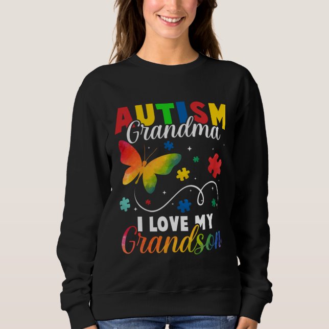 Sudadera Butterfly Autism Grandma I Love My Grandson Awaren (Anverso)