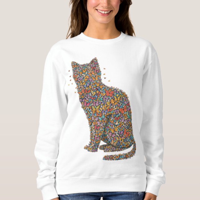 Sudadera Butterfly Cat Lover Silhouette Art | Graphic Print (Anverso)