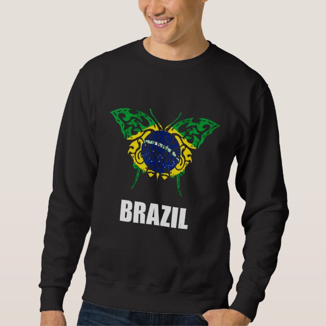 Sudadera Butterfly Creepy Brazilian Flag Brasilian Brazil F (Anverso)