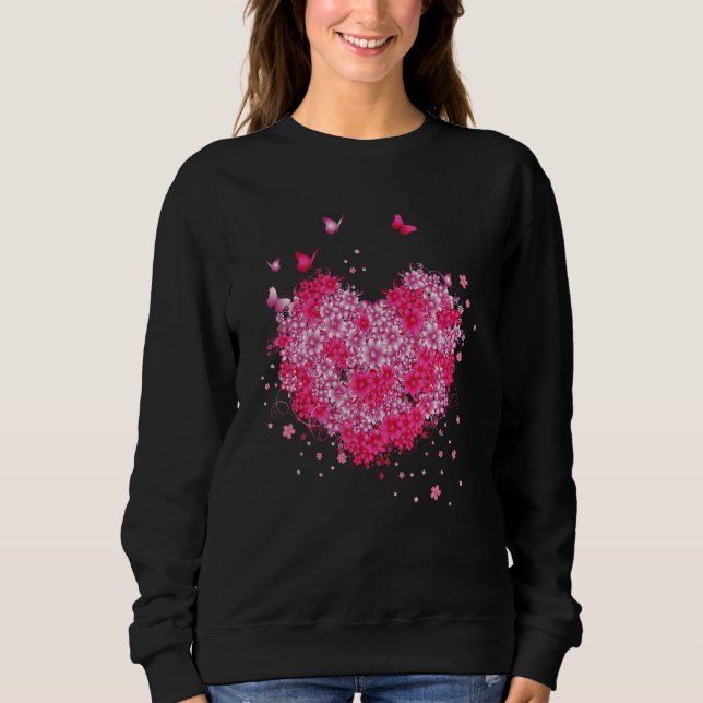 Sudadera Butterfly Flowers Love Heart for Women and Girls (Anverso)