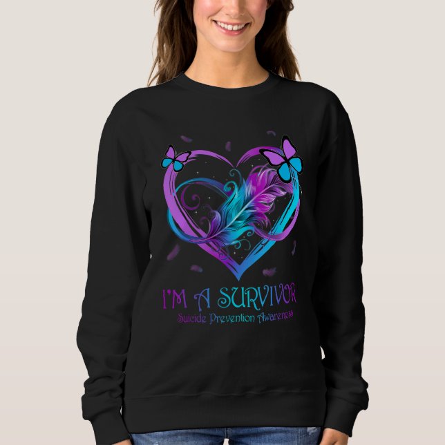 Sudadera Butterfly Heart I'm A Survivor Suicide Prevention  (Anverso)