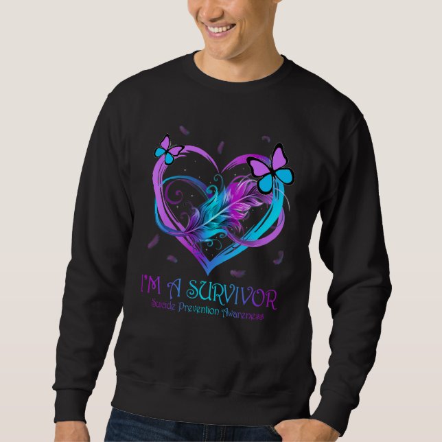 Sudadera Butterfly Heart I'm A Survivor Suicide Prevention  (Anverso)
