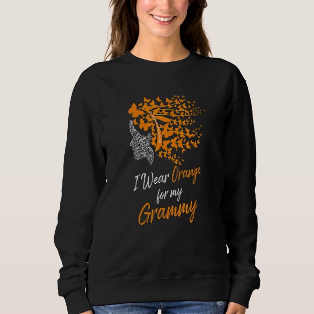 Sudadera Butterfly I Wear Orange For My Grammy Leukemia Awa (Anverso)