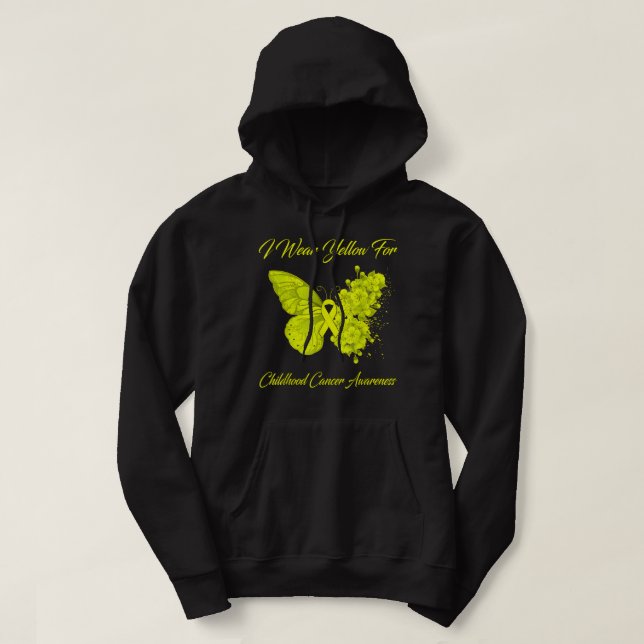Sudadera Butterfly I Wear Yellow For Childhood Cancer Aware (Diseño del anverso)