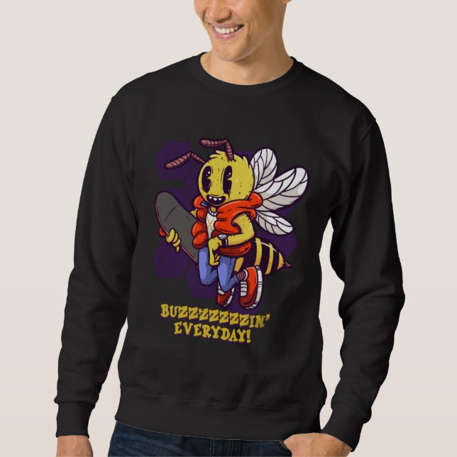 Sudadera Buzzin Everyday Skater Bee Insect Skateboarder Bee (Anverso)