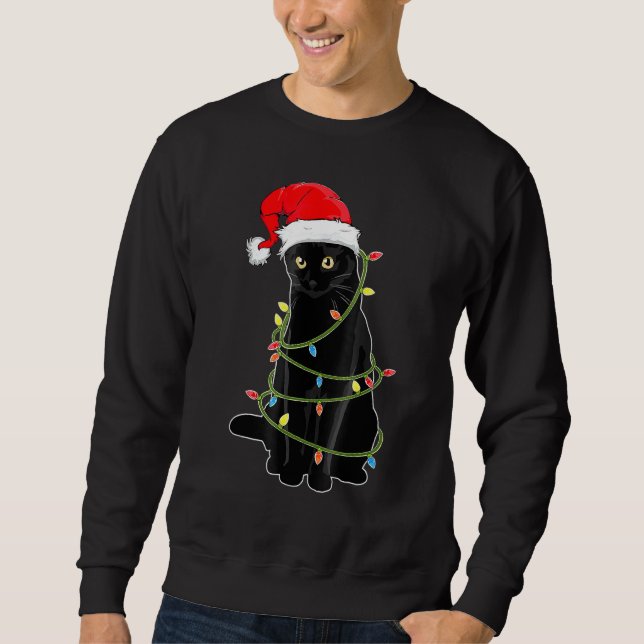 Sudadera Ca De navidades Para Hombres Navidades Gatos Negro (Anverso)