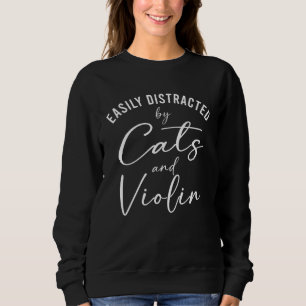 Sudadera Ca Fácilmente Distraído por Gatos y Cuerda de Viol