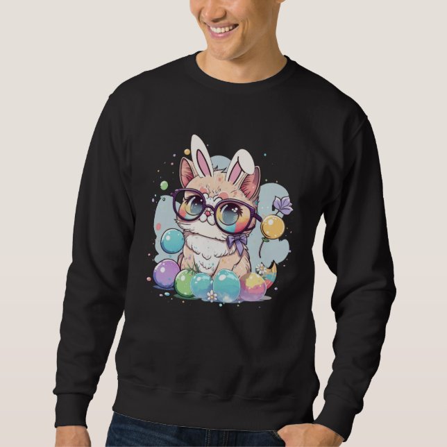 Sudadera Ca For Men Women Easter Bunny Cat Costume Boys Gir (Anverso)