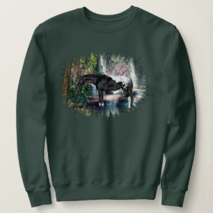Sudadera Caballo Appaloosa Negro Fondo de Cascada