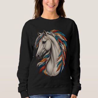 Sudadera Caballo Boho con Crin con Plumas