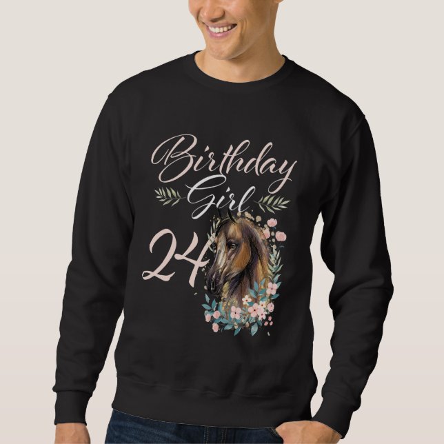 Sudadera Caballo Chica de cumpleaños número 24 (Anverso)