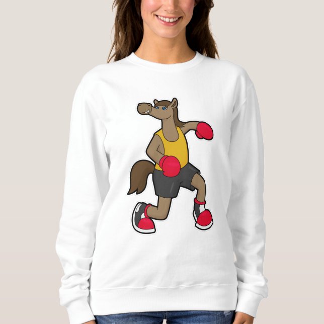 Sudadera Caballo como boxeador con guantes de boxeo (Anverso)