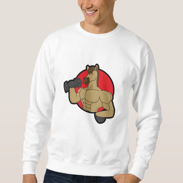 Sudadera Caballo como culturista con dumbbell (Anverso)