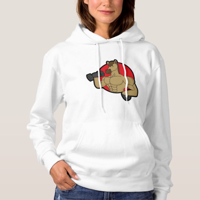 Sudadera Caballo como culturista con dumbbell (Anverso)
