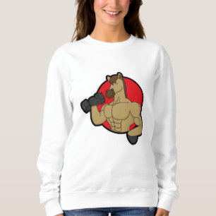 Sudadera Caballo como culturista con dumbbell