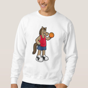Sudadera Caballo como jugador de baloncesto con baloncesto