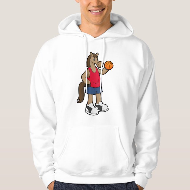 Sudadera Caballo como jugador de baloncesto con baloncesto (Anverso)
