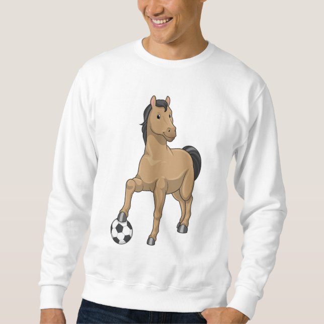 Sudadera Caballo como jugador de fútbol con fútbol (Anverso)