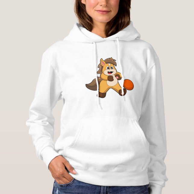 Sudadera Caballo como jugador de fútbol con pelota de fútbo (Anverso)