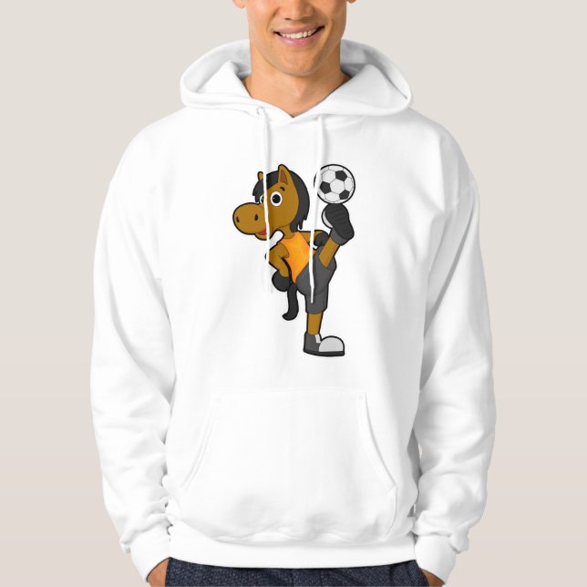 Sudadera Caballo como jugador de fútbol con pelota de fútbo (Anverso)