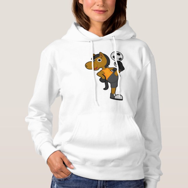 Sudadera Caballo como jugador de fútbol con pelota de fútbo (Anverso)