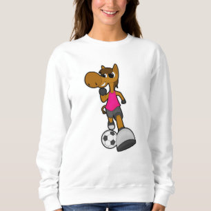 Sudadera Caballo como jugador de fútbol con pelota de fútbo