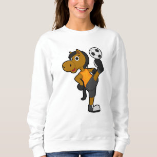 Sudadera Caballo como jugador de fútbol con pelota de fútbo