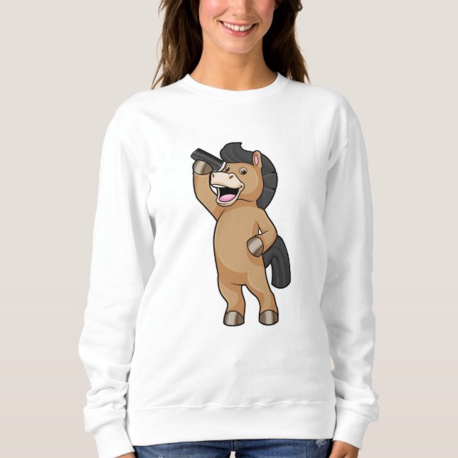 Sudadera Caballo como peluquero con comb (Anverso)