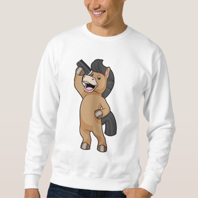 Sudadera Caballo como peluquero con comb (Anverso)
