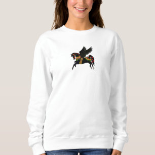 Sudadera Caballo de carrusel vintage Elegante Pegaso Negro 